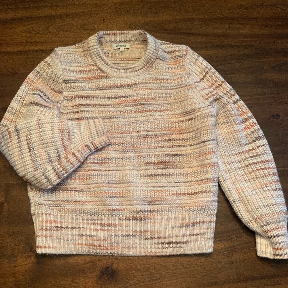 Madewell Sweater Chunky Knit Women’s Small Pink and White